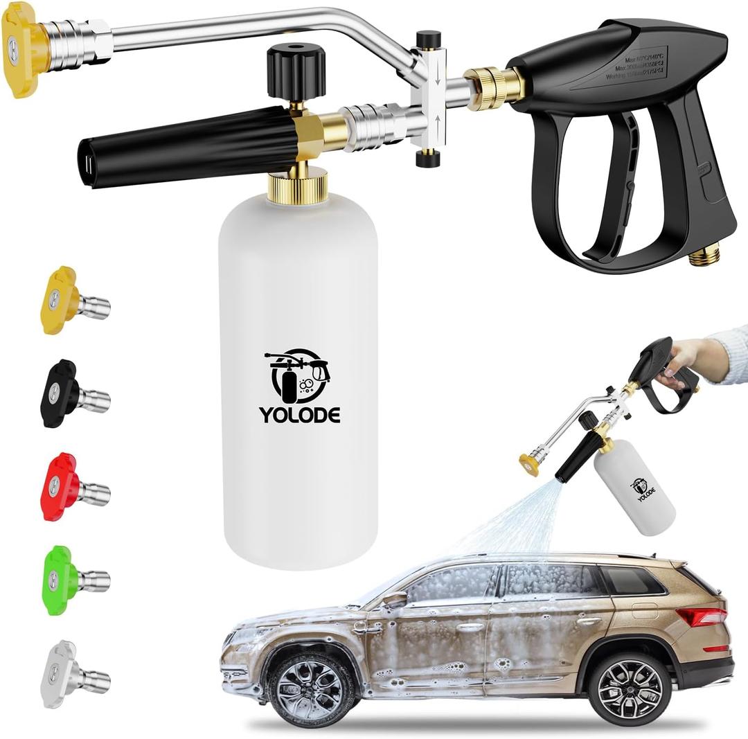 Foam Cannon for Pressure Washer with Foam Cannon Dual Connector, 5 Power Washer Sprayer Nozzles, Innovative 2-in-1