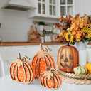 Fall Pumpkin Decor, Thanksgiving Fall Decorations for Home, Wooden Pumpkin Autumn Decor, 3 PCS Handmade Crafts, Thanksgiving Decorations for Indoor, Home Table Tiered Tray Mantel (4-8 Inch)