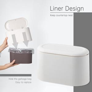 SUBEKYU Mini Trash Can with Lid,Small Desk Trash Can,Countertop Mini Garbage Cans,Tiny Waste Basket (White With Lid)