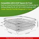 Square Air Fryer Rack Compatible with 6-8 QT Air Fryer,3pcs Stackable Stainless Steel Dehydrator Rack, Square Air Fryer Accessories for Cosori, Instant Vortex, Chefman Airfryer, Ninja Foodi Grill