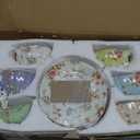 BTaT- Floral Tea Cups and Saucers Set of 6 (7 oz), Porcelain Tea Cups Set of 6, Pastel Bloom Design with Gold Trim, Dishwasher & Freezer Safe