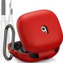 Compatible with Beats Powerbeats Pro 2 2025 Case, Soft Silicone Shockproof Protective Skin Case for Beats Powerbeats Pro 2 with Cleaner Kit & Carabiner, Top Logo Visible (Red)