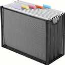 Sinboun Hanging File Organizer Letter-Size File Holder Filing Box Includes 5 Hanging Folders - Metal Mesh Magazine Letter Storage Cabinets File Cart for Office Home School, No Assembly Required