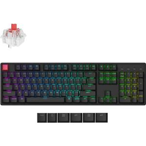 Keychron K10 QMK Wireless Mechanical Keyboard, Full Size 104 Keys Gaming Keyboard with Aluminum Frame, Pre-lubed Super Red Switch with RGB Backlits for Mac Windows, Red Switch 