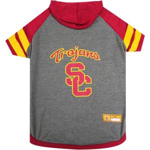 NCAA USC TROJANSHOODIE for Dogs & Cats, Medium Collegiate Licensed Dog Hoody Tee Shirt. Sports Hoody T-Shirt for Pets. College Sporty Dog Hoodie Shirt. M