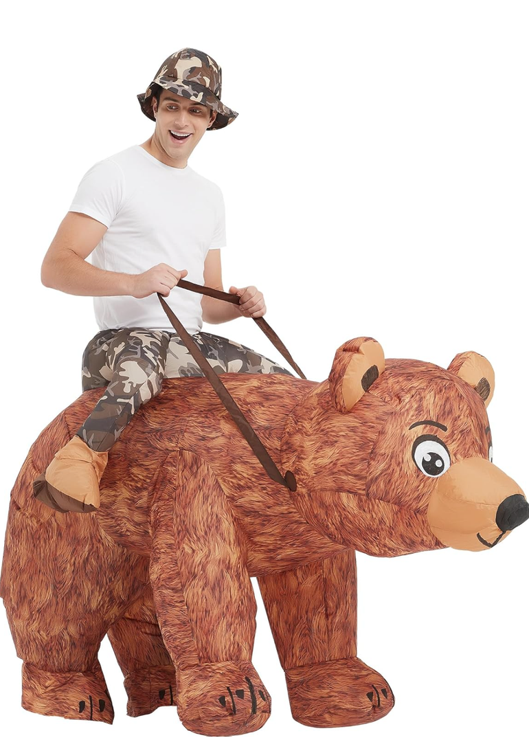 One Casa Bear Inflatable Costume Riding Bear Air Blow up Funny Fancy Dress Party Halloween Costume for Adult One Size