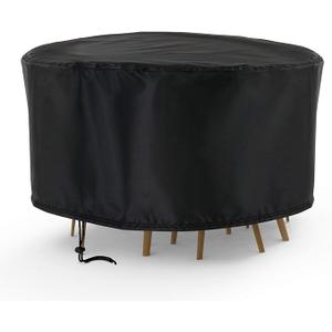 Onlyme Patio Table and Chairs Cover Round, Outdoor Durable and Waterproof Furniture Set Covers, 90 inch