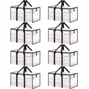 8 Pack Extra Large Heavy Duty Moving Bags, Clear Storage Totes with Zippered Lids and Reinforced Handles for Clothes, Dorm and Moving, Clear