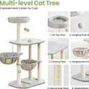 Small Cat Tree Tower with Lots of Scratching Posts - 42 Inch Medium Compact Cats Scratch House with Hammock Perch for Multi Level 2 Kitty - Indoor Corner Cat Bed Condo Climbing Gym Towers Furniture