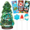 45 Pack Christmas Lollipops  Individually Wrapped  Packed In A Tree Jar Holiday Themed Hat, Snowman, Snowflake Suckers  Strawberry, Tutti Frutti, Blue Raspberry Flavors  Bulk Christmas Candy Use For Stocking Stuffers, Party Favor, Classroom & Office Treats, Goodie Bag Fillers
