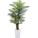 Artificial Palm Tree 7FT, Fake Tree with Realistic Fiber Trunks and White Tall Planter, Faux Tropical Areca Floor Plant in Pot, Artificial Silk Plant for Home Decor Office Decor Indoor