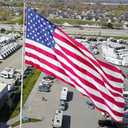 6 Feet Tangle Free Spinning Flag Pole Kit with American Flag (3x5) - Outdoor Flag | Embroidered Stars - Includes Flagpole Bracket - Rust Free (White)