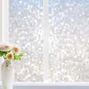 rabbitgoo Window Privacy Film, Decorative Rainbow Window Clings for Glass Covering, Static Cling Non Adhesive Door Stickers UV Blocking, Stained Glass Vinyl Decal, 3D Pebble, 23.6 x 78.7 inches (Clear)