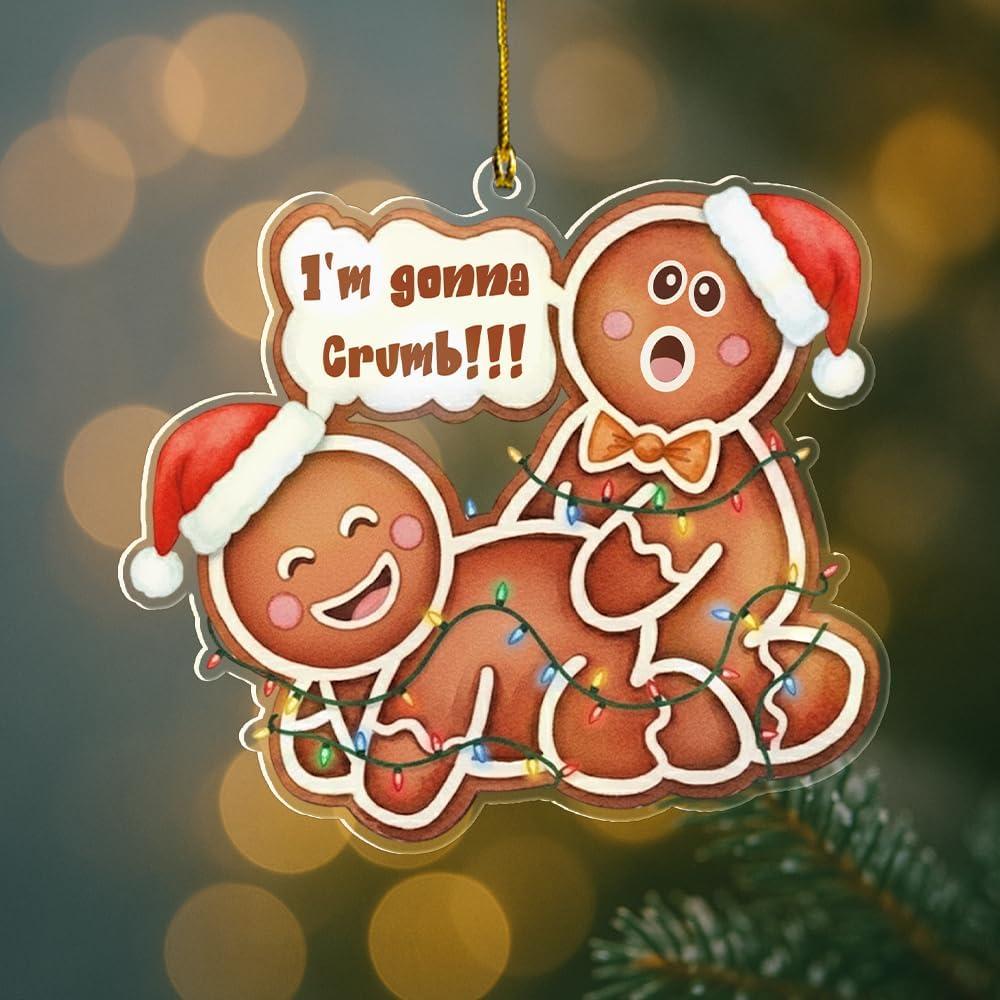 (With String) Funny Naughty Gingerbread I'm Gonna Crumb Christmas Ornament Xmas Decoration, Custom Name Adult Humor Mr & Mrs 2D Flat Acrylic Ornament 1-Sided, Gift Maried Couples Husband Wife