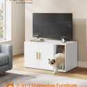 Feandrea Custos Collection - Cat Litter Box Enclosure, Modern Hidden Litter Box Furniture, Double Doors, Indoor Pet House, Side End Table, 31.5 x 19.7 x 17.7 Inches, Cloud White UPCL020WB01S
