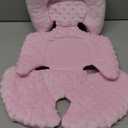 Honeau 3in1 Reversible Carseat Head Body Support Newborn,3D Minnky Infant Car Seat Insert,Extra Soft Breathable Baby Car Seat Pillow Cushion Boys Girls,fit Stroller,Bouncer,Swing(Pink)