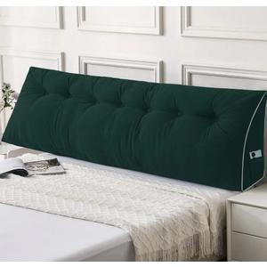 Sasttie Headboard Pillow King, Wedge Pillow Headboard for Sitting Up in Bed, Back-Rest Support Triangular Cushion for Reading - Features Removable Washable Cover, Green