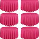 10 Pack Hot Pink Round Tablecloths 120 Inch, Circle Bulk Washable Linen Polyester Tablecloth, Table Cloth Cover for Wedding Buffet Party Banquet Reception Restaurant and Camping