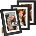 5x7 Picture Frame Set of 3, Display Pictures 4x6 with Mat or 5x7 Without, Multi Photo Frames Collage for Wall or Tabletop Display, Black