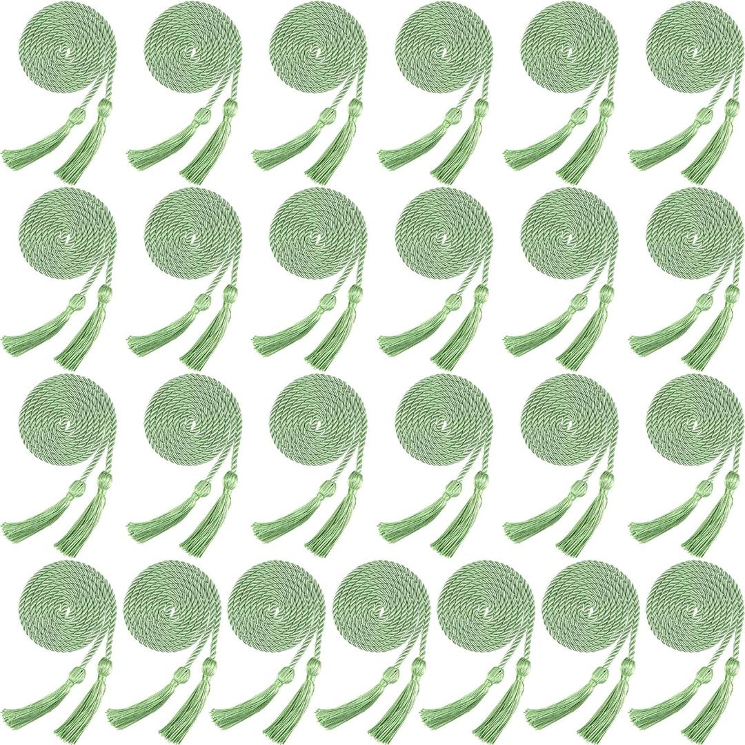 25 Pieces Graduation Honor Cord Rayon Braided Honor Cords with Tassel for Graduation Students Bachelor Master Doctoral Gown Grad Decor (Grass Green)