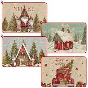 Zonon Dish Drying Mat for Kitchen Counter 16 x 24 Microfiber Absorbent Drainer Rack Pads Dishes Fast Dry Dish Mat Vintage Kitchen Decorations(Santa Claus)