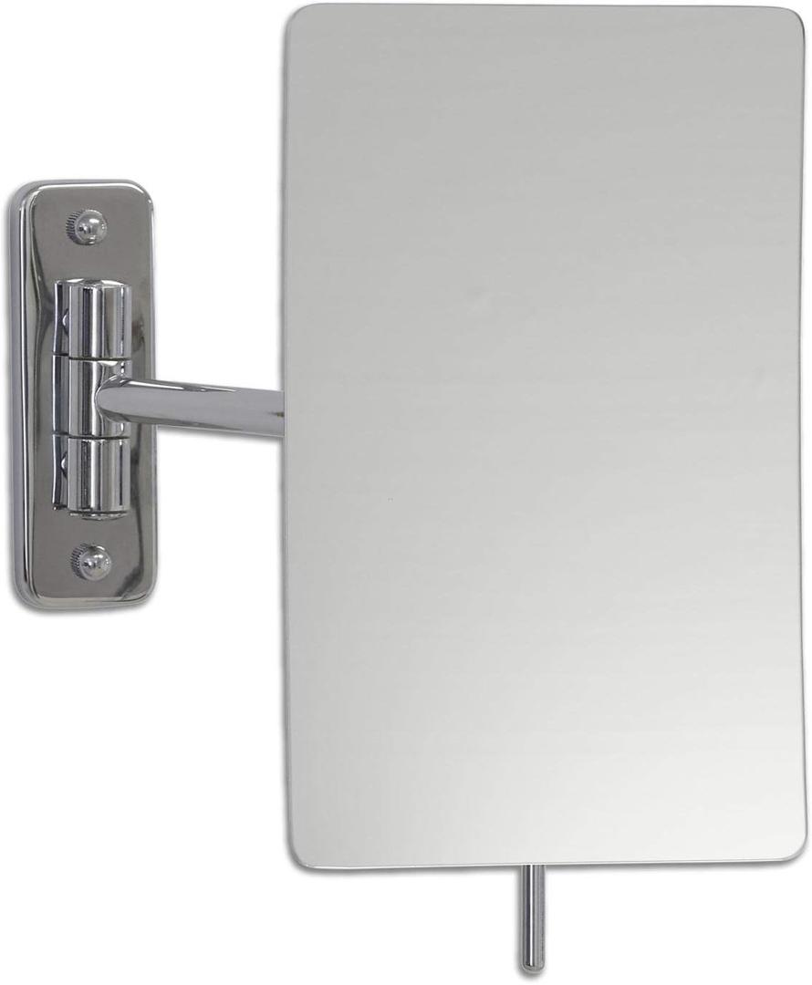 Hamilton Hills Modern Chrome Polished Stainless Steel Rectangular Mirror | Wall Mounted Magnifying Mirror for Precise Makeup Application | Adjustable Arm Tilt for Easy Positioning | 3X Magnification