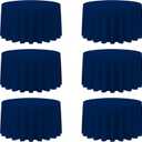 BRILLMAX 6 Pack Navy Blue Round Tablecloths 120 Inch for 60” Tables  150 GSM Polyester Fabric, Floor Length Drop, Water, Stain & Wrinkle Resistant Cloth Cover for Wedding Reception Banquet Dining