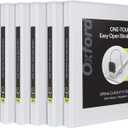 Oxford 3 Ring Binders, 0.5 inch ONE-Touch Easy Open D Rings, Durable Binders for School and Office, View Binder Covers, Xtralife Hinge, Non-Stick, PVC-Free, White, Holds 125 Sheets, 6 PK (79902)
