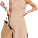 Chang Yun Women's Sleeveless Turtleneck Sweater Dresses 2025 Casual Knit Pullover Sweaters Dressy Bodycon Tank Mini Dress (Khaki)