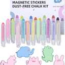 NewFamily Kids Art Chalk Set - 24 Color Dustless Chalk with Cute Magnetic Drawing Board, Creative Gift for Boys and Girls