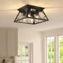 4-Light Farmhouse Kitchen Flush Mount Ceiling Light Dining Room Ceiling Light Fixture Industrial Cage Lamp for Living Room, Bulb Not Included