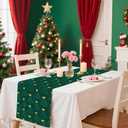 2 x Christmas Table Runner 13x73 Inch, Xmas Pine Trees Winter Holiday Decorative Farmhouse Table Decorations for Kitchen Dinning, Indoor Outdoor Dinner Party Decor (Green, One Size)