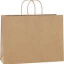 BagDream 16x6x12 Inches 50Pcs Brown Kraft Paper Bags with Handles Bulk, Large Gift Bags for Shopping, Grocery, Retai, Merchandise, Party Favor Gifts, Recyclable Paper Sacks