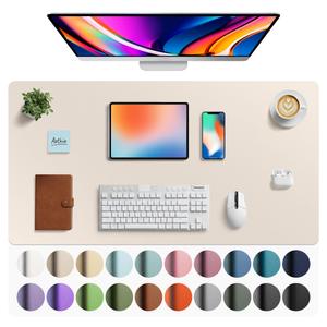 Aothia Faux Leather Desk Mat - Large Mouse Pad, Non-Slip PU Leather Blotter, Waterproof Writing Surface for Office and Home (Eggshell, 40" x 24")