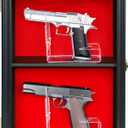 HOROW 2 Handgun Pistol Revolver Gun Display Case Wall Mount Lockable Black Felt Wood Cabinet w/ 98% UV Protection Acrylic Clear Door Gun Shadow Box Stand Rack Holder