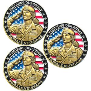 U.S. Female Veterans Challenge Coin - Honoring Courage, Sacrifice, and Strength of Women in Service (Pack of 3)