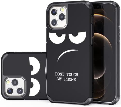 LEEGU for iPhone 12/12 Pro Case, Cute [Don't Touch My Phone] Shockproof Dual Layer Protective Silicone Plastic Cover for Girls Women Boys Men Phone Case (iPhone 12 / iPhone 12 Pro 6.1-inch)