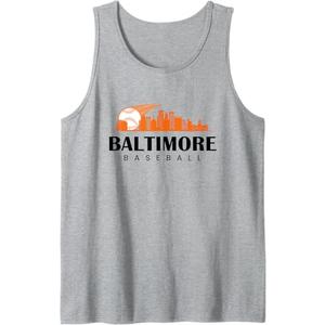 Baltimore Baseball Minimal City Skyline Retro Baseball Lover Tank Top XL