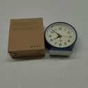 AYRELY 4.5" Analog Alarm Clock,Small Retro Desk Clock Battery Operated,Slient Metal Table Clock with Light for Living Room Decor,Bedroom,Bedside (Blue)