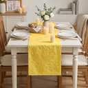 4 x Artoid Mode Yellow Soft 3D Jacquard Dahlia Floral Pinnata 100%Cotton Spring Table Runner, Holiday Kitchen Dining Table Decoration for Home Party Decor 13x72 Inch