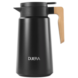 DUIERA 61 oz Coffee Carafe Double Walled Thermal Carafe Stainless Steel, 1.8 L Beverage Dispenser Keeping Hot/Cold  Black
