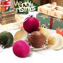 12 Pcs Velvet Christmas Ornaments Set - Burgundy Green Coffee Brown Large Shatterproof Christmas Tree Decorations, 3.15 Inch Multicolor Velvet Balls for Xmas Tree, Home, and Party Decor