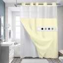 Beige No Hook Shower Curtain with Snap in Liner Set,Modern Fabric Shower Curtains for Bathroom Hotel Style Decor 71x74