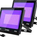 150W Black Lights for Glow Party Large Space,Blacklight(Luz Negra) with Plug and Switch 180°Metals Adjustable Bracket,IP66 Waterproof for Halloween, Birthday Party, Holiday.2 Pack