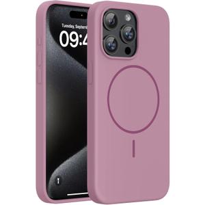Miracase Magnetic for iPhone 15 Pro Max Case, [Soft Anti-Scratch Microfiber Lining], Compatible with MagSafe, Liquid Silicone Case Shockproof Drop Protection Phone Case for 15 ProMax, Blackcurrant