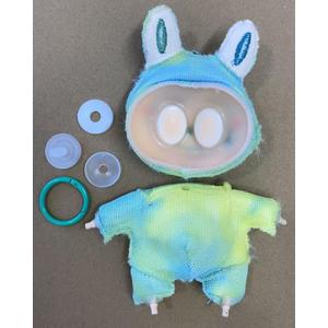 17cm Plush Doll D I Y Material, Semi-Finished, only Need to add Filling Material. Including Fabric, Face, Hand, Feet Accessories (Green)
