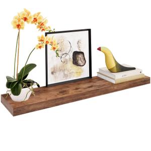 Ballucci Floating Shelf, 36" Hanging Shelf with Invisible Brackets, Wooden Floating Shelves for Walls, Book Shelf, Wall Shelves for Home Office, Bathroom, Living Room, 8" Deep, Rustic Brown
