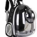 Pet Space Capsule Backpack, Small Medium Cat Puppy Dog Carrier, Transparent Breathable Heat Proof, Pet Carrier for Travel Hiking Walking Camping, Black