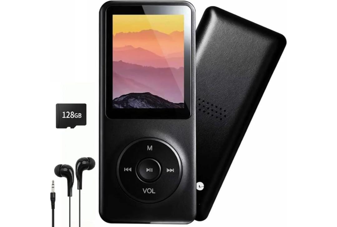 128GB MP3 Player with Bluetooth - Portable Music Player for Kids - with Built-in HD Speaker, Voice Recorder, HiFi Sound, E-Book (Included Earphones)
