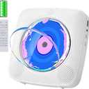 CD Player Portable Bluetooth Rechargeable: CD Players for Home with 1800mAh Kegaudio Desktop Wall CD Player with Speakers Music Player CD Boombox FM Radio USB Remote Control (White)